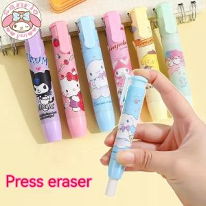 Sanrio Cartoon Press Eraser Pen Shape Melody Kulomi  Cinnamoroll Cute Eraser Childrens Convenient Wholesale