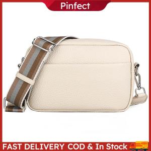 Solid Color Crossbody Bag W/ Wide Strap PU Leather Crossbody Bag for Female