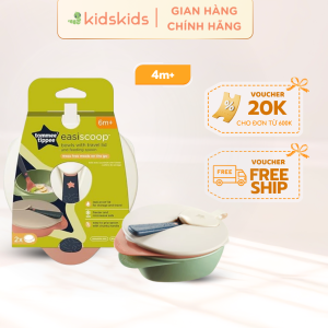 Bát Ăn Dặm Có Nắp Kèm Thìa Tommee Tippee Easy Scoop Cho Bé Từ 6 Tháng (Set 2 cái)