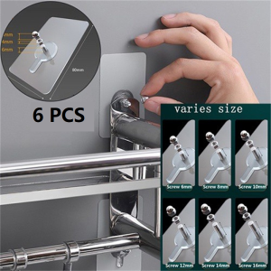 6pcs/set Home Living Room Waterproof Photo Frame Bedroom Office Door Back Hanging Punch Free Self Adhesive Multifunction Wall Hooks