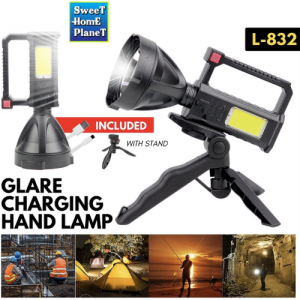 L832 Rechargeable Search Light With Stand Outdoor Use High Light Flashlight LED High Lumen 4 Modes LED COB