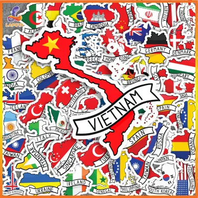 Set 50 cái Sticker Quốc Kỳ Các Nước Hình Dán Cờ Các Quốc Gia chống nước Sticker Cờ Việt Nam Mĩ Úc Nhật... dán mũ bảo hiểm laptop dán xe vali sticker chống thấm nước sticker cute giá rẻ