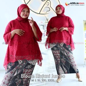 Setelan kebaya blouse rinjani jumbo lingkar dada 130 cm - kebaya big size - pakaian jumbo bahan brukat - baju pesta kondangan wisuda akad nikah - terlaris
