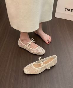 Mesh Bowknot WomenS Shoes 2026 New Spring Summer Flat Mesh Breathable Shallow Shoes