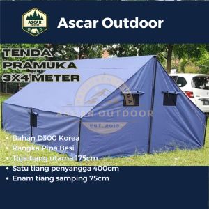 Tenda Pramuka 3x4 Meter Bahan D300 Fullset Camping Outdoor