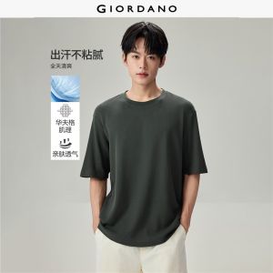 Giordano Men Waffle 1/2 sleeve drop shoulder loose tee Free Shipping 18026814