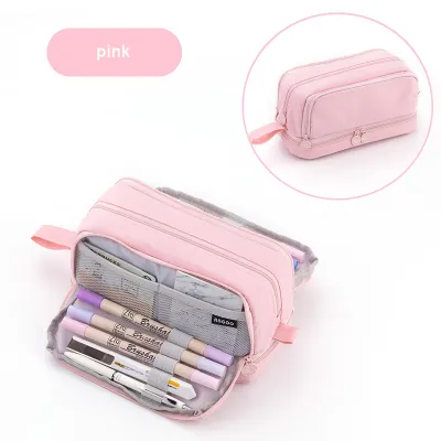 ANGOO กล่องดินสอหน้าต่างคู่สองชั้นกล่องใส่เครื่องเขียนมัลติฟังก์ชั่น