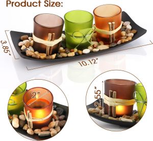 Natural Tea Lights Candle Holders Table Decoration Candlestick For Cemetery w/ Glass Fake Leaves Wreath For Candle Holder Artificial Cherry Pinecone Garland Christmas Home Party Wedding Centerpiece Vintage Candlescape Set of 3/4