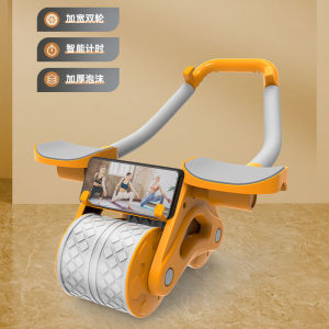 Ab Wheel Roller with Elbow Support Rebound Retractable Plank Extra Silent Double Wide Ab Roller Abs Wheel Abdominal Exercises Six Pack Core Slimming Ab Workout Free Anti Slip Knee Mat