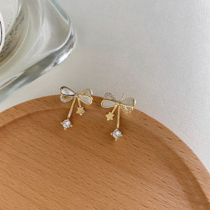 Fashionable Ring Gift 韩版S925银针甜美贝母蝴蝶结耳钉女复古创意耳环耳坠星星气质耳饰