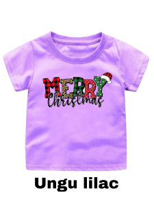 kaos sablon tulisan merry cristmas anak usia 1-12tahun bahan katun combed lembut tidak panas
