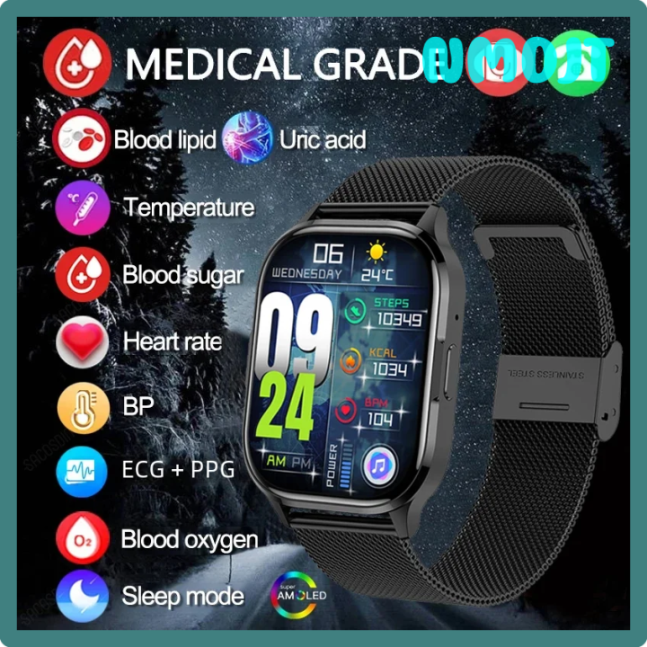 NMDJT 2024 New AI Medical Diagnosis Body Temperature Smartwatch Men BT ...