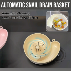 Automatic Snail Drain Basket Kitchen Fruit Wash Basket Hand-Free Living Room Snack Storage Basket Kitchen Drain Pan