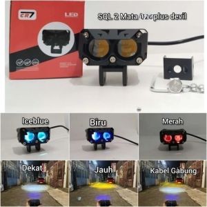 Original Lampu Tembak SQL 2 Mata Devil Eye Laser High Low Putih Kuning Full Aluminium Waterproof