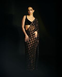 Premium Black Box Sequins Saree | Heavy Sequins Embroidery on Faux Georgette | Stylish Party Wear Saree