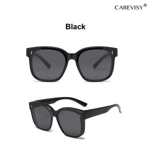 CAREVISY Wear Over Spectacles Sunglasses for Myopia UV400 Protection Anti Glare Driving Sunglasses Men Women
