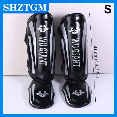 SHZTGM สนับแข้งสำหรับต่อยมวยไทย สนับแข้งอุปกรณ์ป้องกันขาสำหรับต่อสู้1คู่