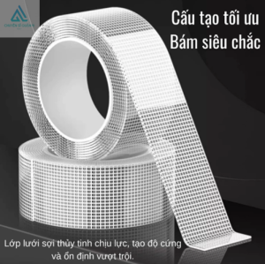 Băng Dính Nano 2 Mặt Dạng Lưới Băng Keo 2 Mặt Nano Lưới Siêu Bám Dính Cuộn Keo Dán 2 Mặt Trong Suốt Nano 3m/5m