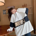 Oversize Sweater Polo Shirt Wanita Gaya Korea Warna Longgar yang Cocok dengan Warna Atasan Jaket Atasan Lengan Panjang. 