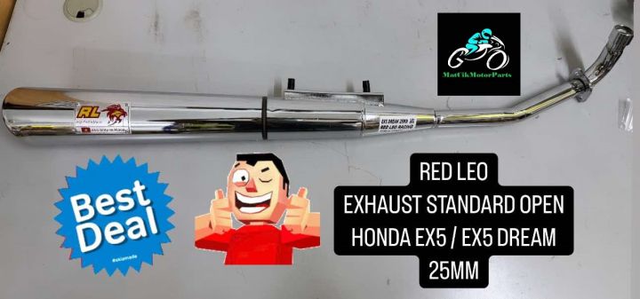 RED LEO EXHAUST STANDARD OPEN 25MM HONDA EX5 / EX5 DREAM BIG BORE RACING EKOZ STANDARD RED LEO RACING THAILAND