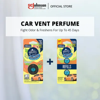 Glade Car Vent Perfume Air Freshener Starter Kit + Refill Essences Elite (2ml)