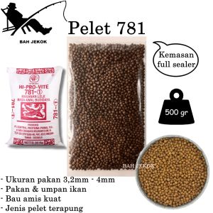 Pelet 781 Pakan Ikan Lele Mas Nila Gabus dll di kolam & Akuarium (500gr)