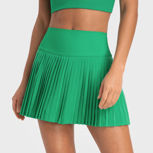 Women Sport Skort with Pockets Hydro Cool Quick Dry Anti-glare Fashion Pleated Skirt with Shorts Daily Golf Tennis Badminton Running Pantskirt