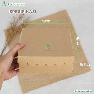 Dus Nasi 18 x 18 Kraft Bahan 310 GSM Kotak Box Katering Bolu Renda Snack Isi 50 Pcs