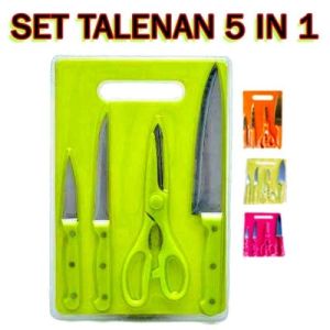 Pisau Dapur Set 5 In 1 Bahan Stainless Steel Anti Karat Perlengkapan Dapur Rumah Tangga Import Daging Buah Sayur gunting talenan Kitchen Knife Set bisa cod gratis ongkr