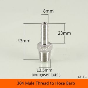 MP0Y 1Pcs Connector Adapter Pipe Joint Male Thread 304 Stainless Steel Hose Connector BSPT Pipe Fitting for PU PE Tube