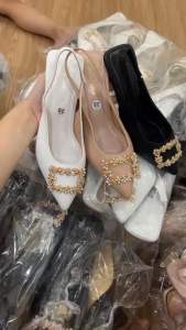 Giày cao gót 7 phân mũi nhọn đá vuông to sang chảnh thật sự (phom 15)