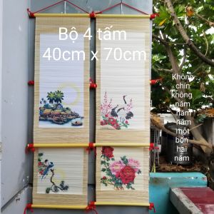 Bộ 4 mành tre viết thư pháp  kích thước 30cm x 70cm.