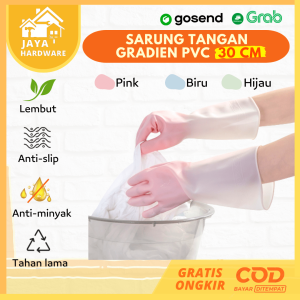 30 CM Sarung Tangan Karet PVC Latex Tebal Anti Sobek Untuk Cuci Piring Baju Motor Mobil Berkebun Panjang Perlengkapan Dapur Rumah Korea