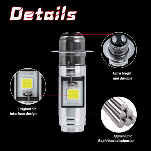 Motorcycle Headlight Led Bulbs H4 Two-Color Hi Lo Beam Motorbike Front Light Scooter P15D H4 T19 Mini Driving Light