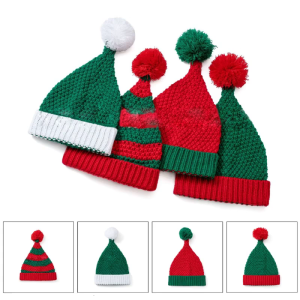 Mũ giáng sinh Cho Cha Mẹ-Trẻ Em Đàn Hồi Windproof Mũ mùa đông Dày Sọc Mô Hình mũ giữ nhiệt đi xe đạp trượt tuyết Hat