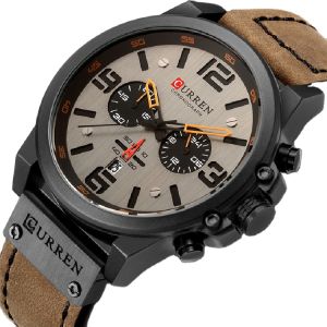 ELF TRIBE Leather Quartz Watches Chronograph Date Fashion Casual Waterproofs Mens Clock