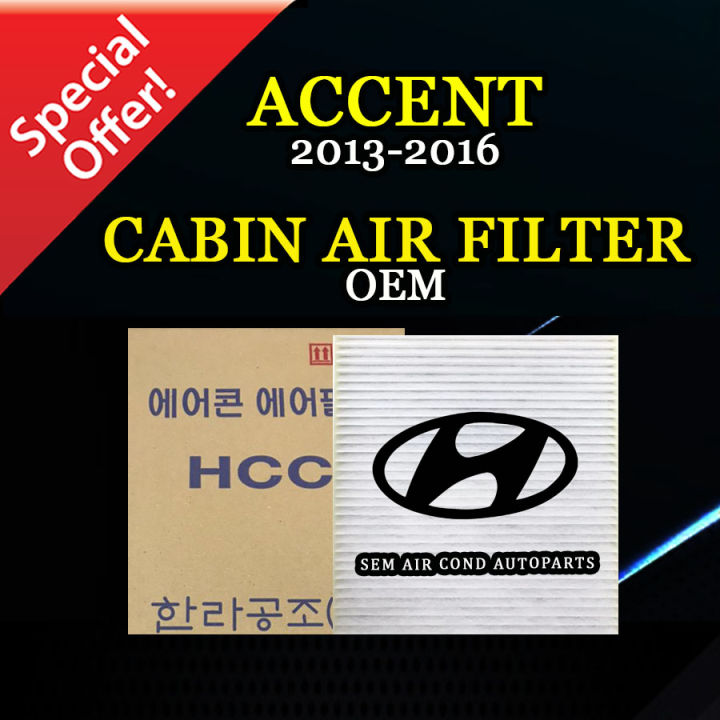 HYUNDAI ACCENT 2013-2016 YEAR OEM FIBRE CABIN AIR FILTER (CAR AIRCOND ...