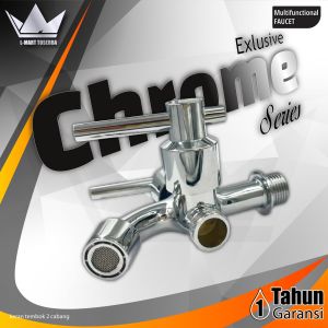 Keran/Kran Tembok Pendek Double Engkol 1/2" - Chrome