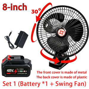 Swing Cordless fan Original 8 inch Cordless rechargeable electricfan Strong wind force 48V Outdoor large capacity batteryPortable camping tool fan Suitable foroutdoor/camping/fishing/home