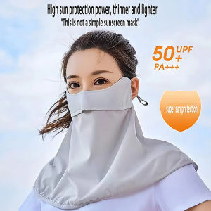 Women Summer UV Protection Ice Silk Sunscreen Mask Quick-drying Breathable Outdoor Face Cover Scarf with Ear Loops Neck Gaiter