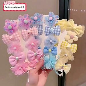 Set Jepit Rambut Isi 10Pcs Anak Motif Pita Bunga Gaya Korea Import