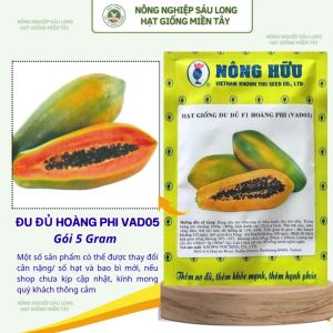 [GÓI LỚN 5GR]  Hạt giống Đu Đủ Hoàng Phi VAD05 Nông Hữu - Thịt trái dày màu cam đậm