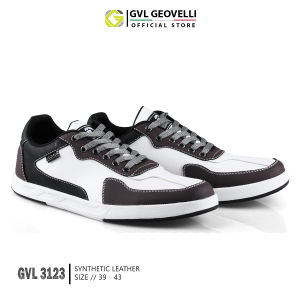 GVL Geovelli Sepatu Sneakers Pria 39-44 Warna Putih Hitam Coklat