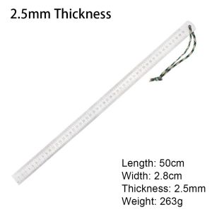 FFDWAA 1Pcs 2.5mm Thickened Stainless Steel Ruler 50cm Quenched Steel Multi Purpose Drawing Gauge Durable Hardened Tip Industrial Measuring Tool Emergency Use