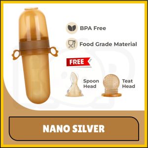 2 in 1 Baby Squeeze Feeder Food Baby Food Squeezer Baby Food Feeder Makanan Bayi Feeder Silicone Spoon Silicone Nipple