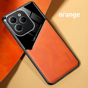 Infinix Smart 8 Pro 4G 2024 Hot 40 Pro 40i Case Leather Car Magnetic Frame Protect Cover For Hot40 Hot40i Hot40Pro 40Pro Smart8 8Pro Smart8Pro TPU Soft Back Cases