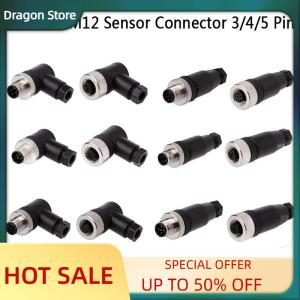 Dragon 1Pc M12 sensor connector 3 4 5 pin male female straight right angle plug