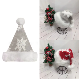 Party Hat MerryChristmas Plush Hat for Festival Family Gathering PartyFavor Props Hat Holiday Cap Snowflake Santa Hat