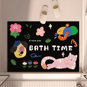 [ลายน้องแมว น้องหมา สีดำ] พรมเช็ดเท้านวัตกรรมญี่ปุ่น ซับน้ำดี แห้งไว หนาถึง 3.5มม. พรมไดอะตอมไมต์ นุ่มเท้า ของแท้100%