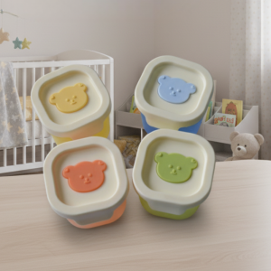 ถ้วยเก็บสต๊อกอาหารลูก ถ้วยฟรีซซิลิโคน กล่องแบ่งอาหารเสริม พร้อมถาดจัดเก็บ ประหยัดพื้นที่